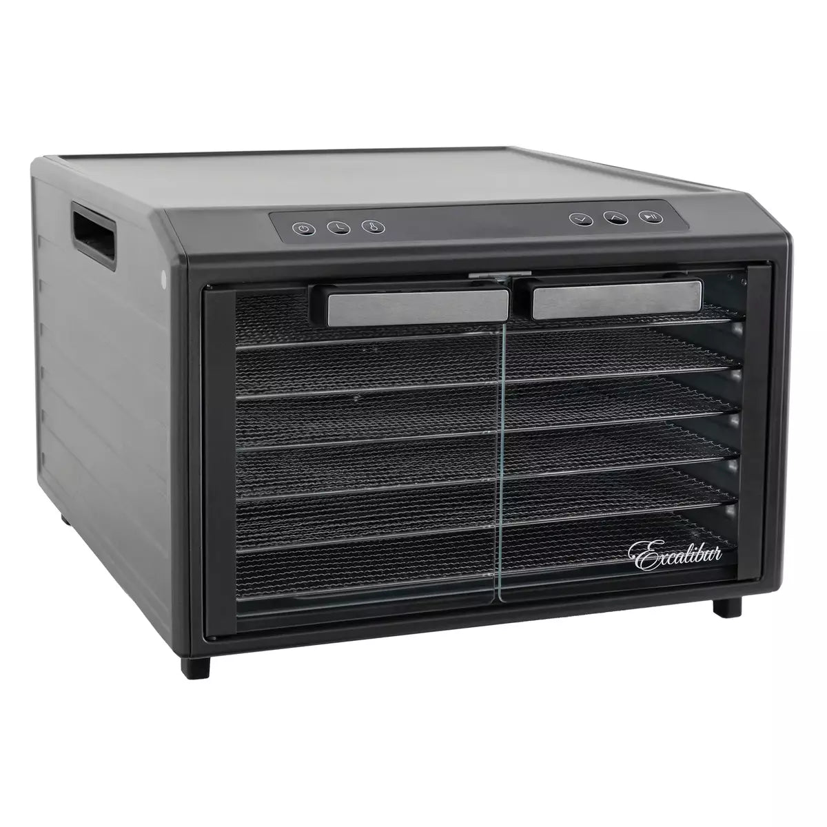 Excalibur 6 Tray Select Digital Dörrautomat DH10SC in Schwarz mit Glastüren und 6 Einschüben.
