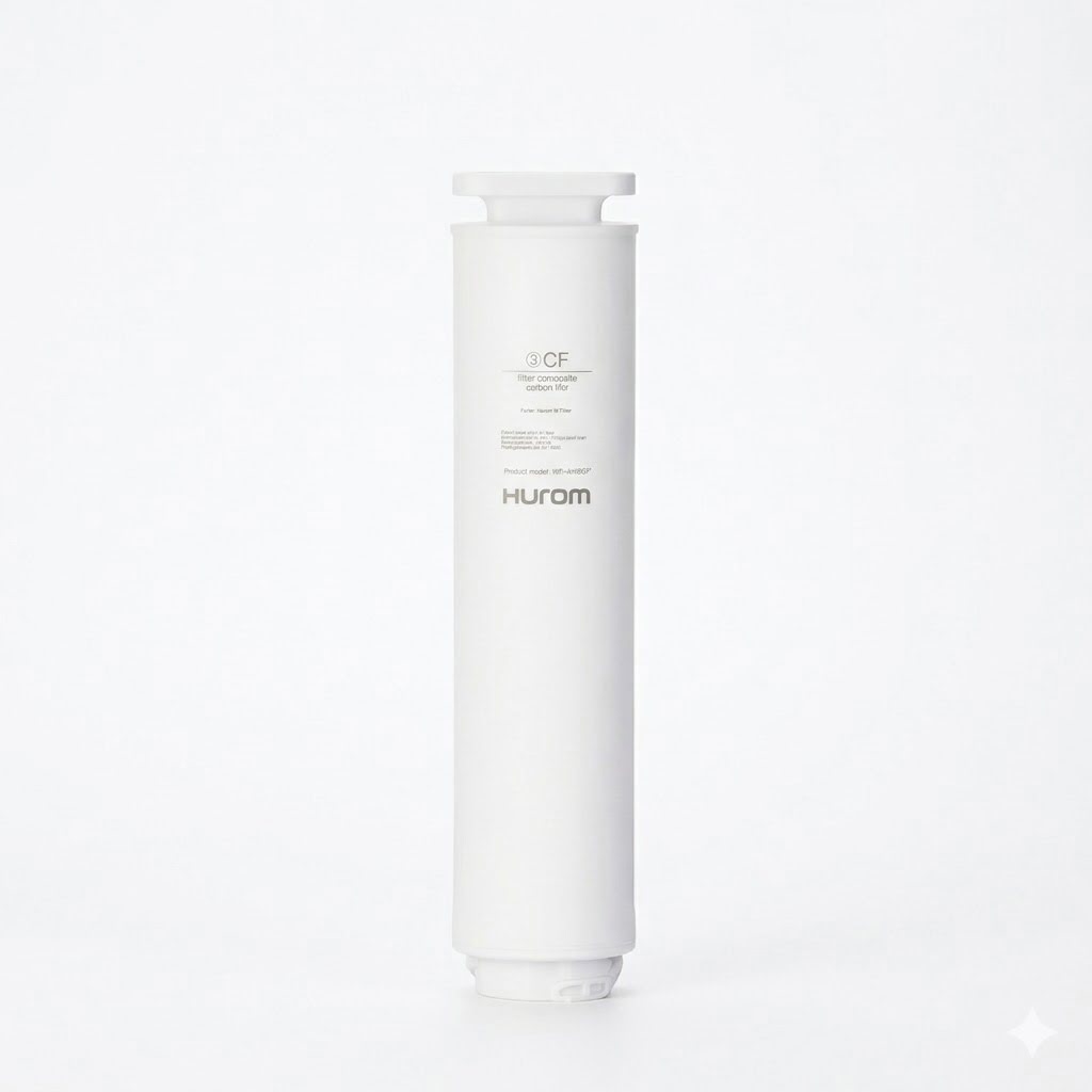 Weißer Hurom_Water_Purifier_WP-A01 CF-Ersatzfilter vor hellem Hintergrund.