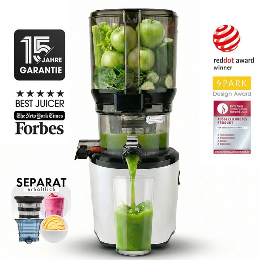 Kuvings AUTO10S Entsafter in Weiß – Design-Preisträger für frische Säfte & Smoothies.