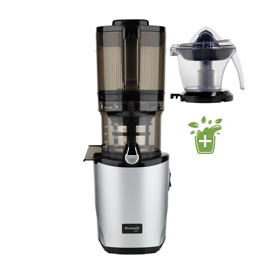 Kuvings AUTO8 Slow Juicer in Silber mit Zitruspresse